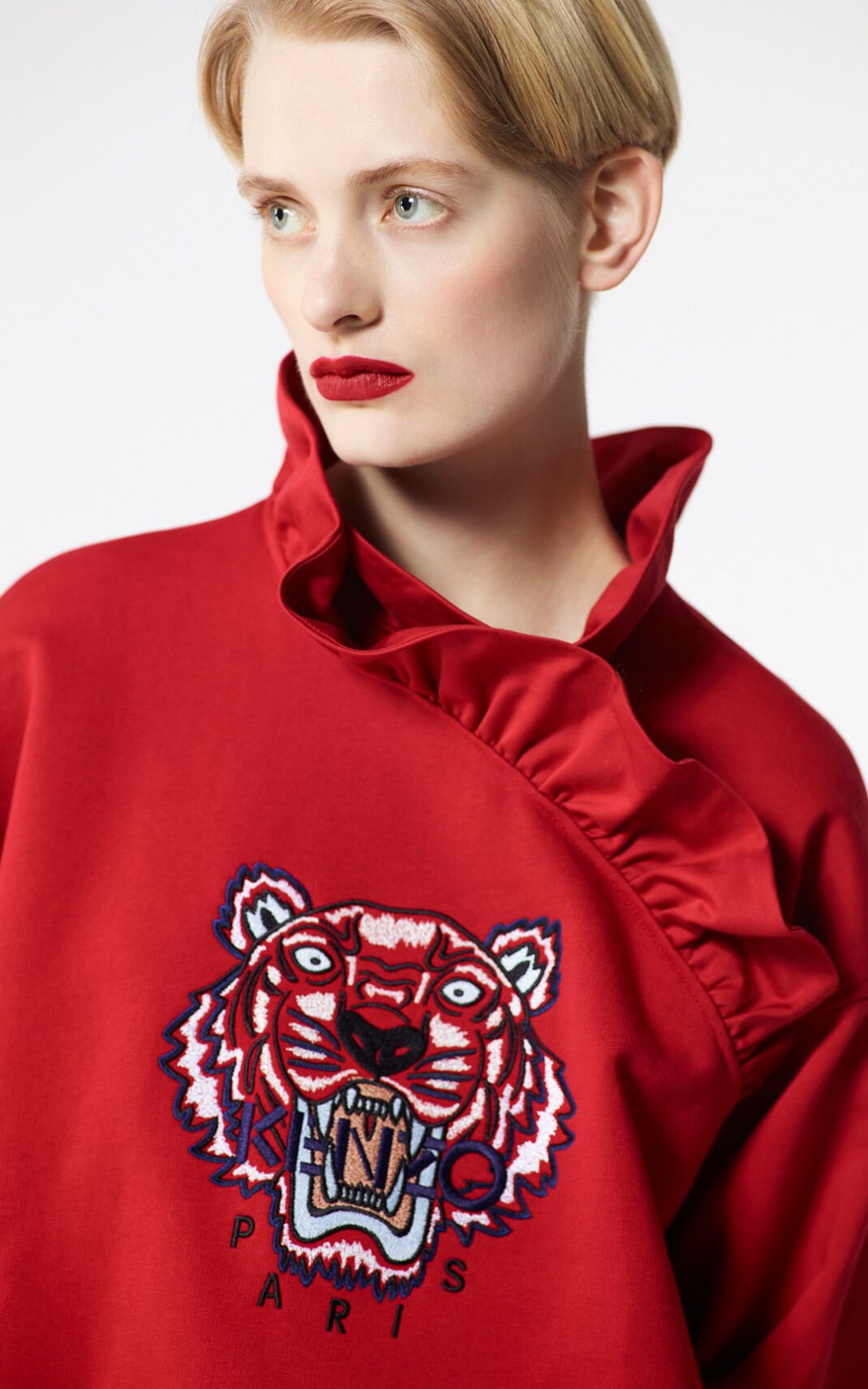 Kenzo Frilled Tiger φούτερ γυναικεια κοκκινα | GR365350